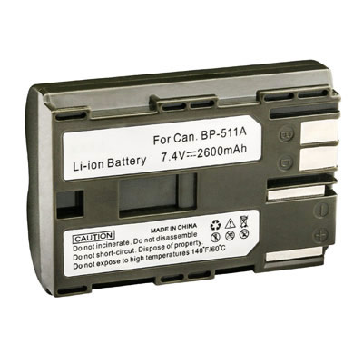7.4V 2500mAh Replacement Battery for Canon BP-508 BP-511 BP-511A MV400 MV500 MV600