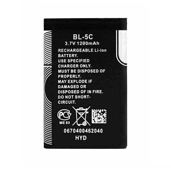 3.7V 1020mAh Replacement Battery for Nokia BL-5C 1110 1600 2118 2280 2610 3100 3125 6230 6270 6670