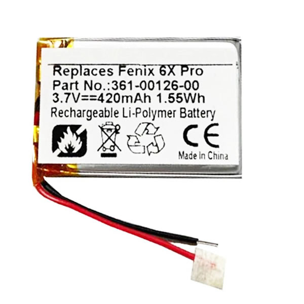 (image for) 3.7V 420mAh Replacement Battery for 361-00108-00 Garmin Fenix 6x and Tactix Delta Smartwatch