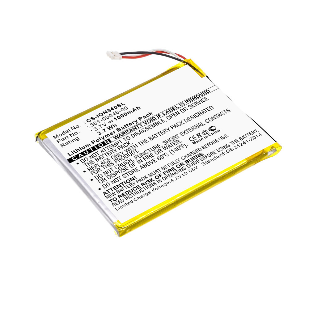(image for) 1000mAh Replacement Battery for Garmin CS-IQN340SL 361-00046-00 Nuvi 3400 3490LMT 3450LM