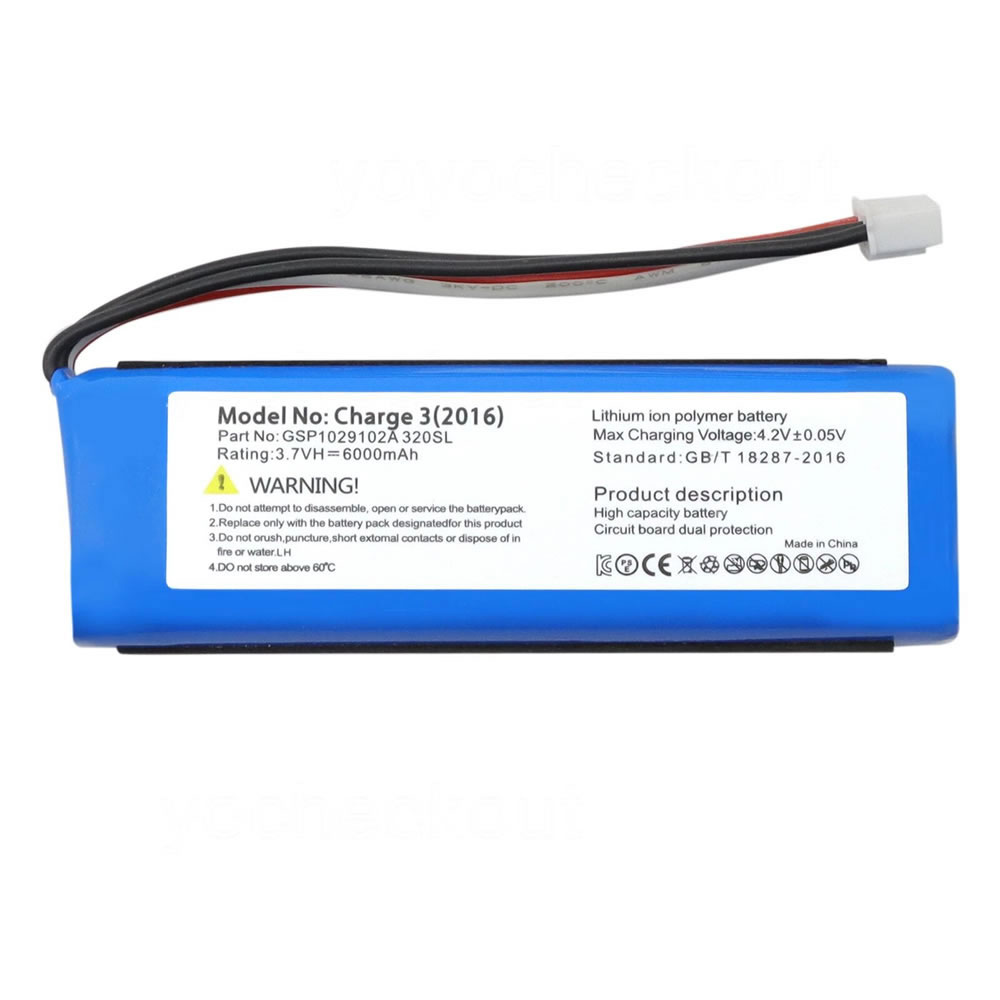 (image for) 3.7V 6000mAh Replacement Battery for JBL GSP1029102A Charge 3 2016 Version