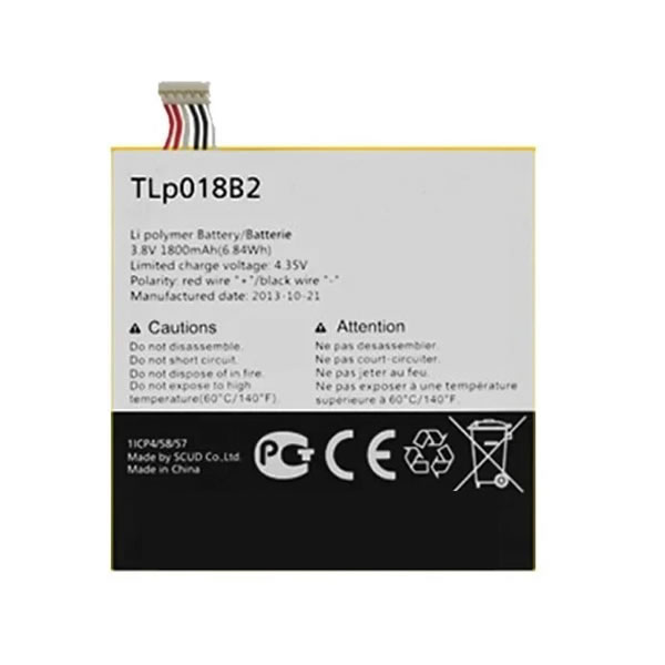 (image for) 3.8V Replacement Battery TLp018B2 for Alcatel One Touch 1 Touch Fierce 1 Touch Idol 1800mAh