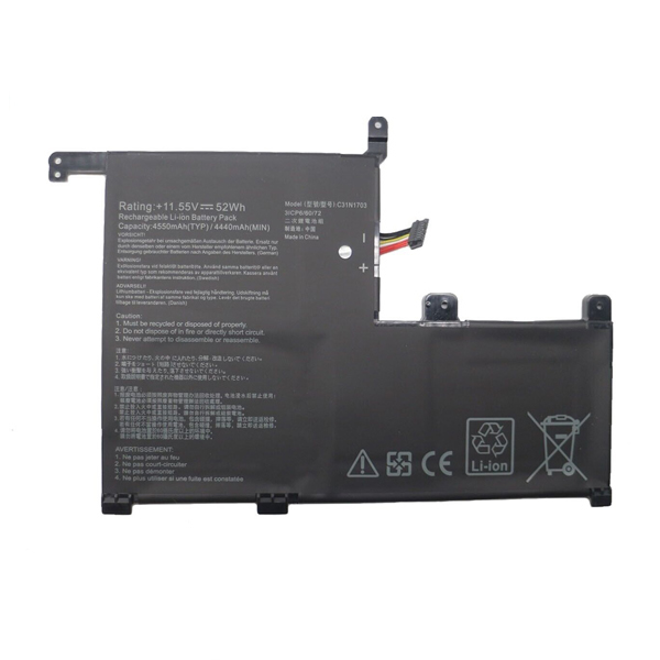 Replacement Laptop Battery for ASUS C31N1703 0B200-02650100 C31P0J1 0B20002650100 11.55V 52Wh - Click Image to Close