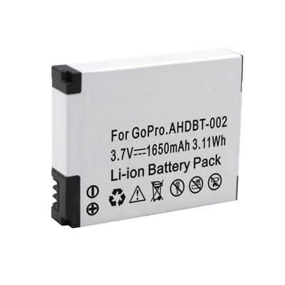Replacement Li-ion Battery for GoPro AHDBT-001 AHDBT-002 3.7V 1650mAh - Click Image to Close